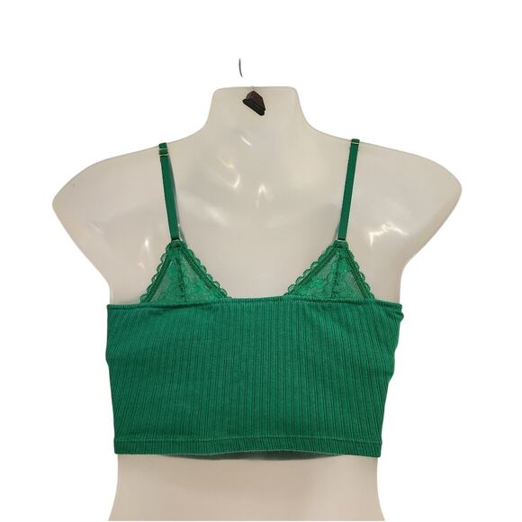 Aerie Ribbed Lace Bra Top Green Alpine Layered Strappy Textured Size Small - Picture 4 of 10